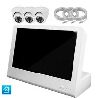 Комплект видеонаблюдения IP 2Мп Ps-Link KIT-A203IP-POE-LCD с POE питанием и монитором 10", 3 внутренние камеры с ночной съёмкой