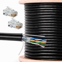 Кабель витая пара UTP4 cat.5E CU 305 метров Ps-Link UTP-CU305R с тросом и коннекторами