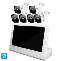 Комплект видеонаблюдения IP 2Мп Ps-Link KIT-C206IP-POE-LCD с POE питанием и монитором 10", 6 уличных камер с ночной съёмкой