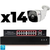 Комплект видеонаблюдения IP 8Мп Ps-Link KIT-C814IP-PL 14 камер для улицы, программный датчик движения, удаленный доступ, ночное видение, умный коммутатор