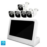 Комплект видеонаблюдения IP 2Мп Ps-Link KIT-C205IP-POE-LCD с POE питанием и монитором 10", 5 уличных камер с ночной съёмкой