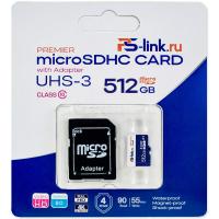 Карта памяти microSD Ps-Link VD-512G 10 класс 512ГБ + SD адаптер