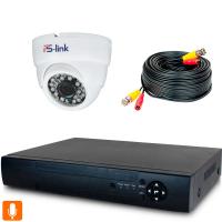 Комплект видеонаблюдения Ps-Link KIT-A501HD-MX AHD/TVI 5Мп, 1 камера с микрофоном, AoC, звук по КВК, регистратор 4 кан.