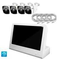 Комплект видеонаблюдения IP 2Мп Ps-Link KIT-C204IP-POE-LCD с POE питанием и монитором 10", 4 уличные камеры с ночной съёмкой