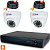 Комплект видеонаблюдения Ps-Link KIT-A502HD-MX AHD/TVI 5Мп, 2 камеры с микрофоном, AoC, звук по КВК, регистратор 4 кан.