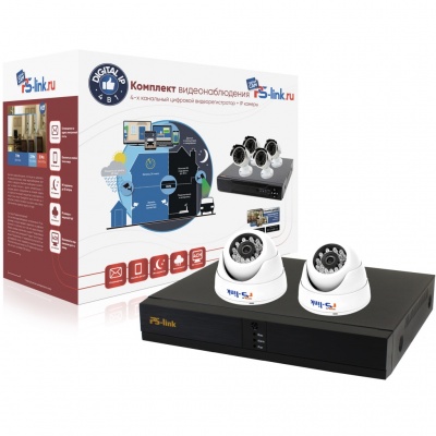 Комплект видеонаблюдения IP 2Мп Ps-Link KIT-A202IP-POE 2 камеры для помещения