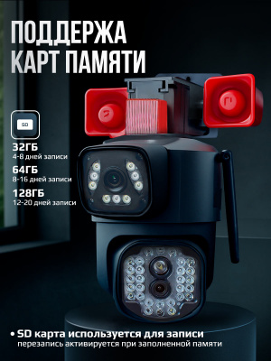 Камера видеонаблюдения WIFI 2Мп Ps-Link PS-WMT20 встроенная сирена, 2 объектива по 2Мп, микрофон, приложение V380