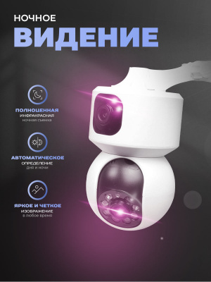 Камера видеонаблюдения WIFI 2Мп Ps-Link PS-G100C микрофон, динамик, 2 объектива по 2Мп, ИК-подсветка, для помещения