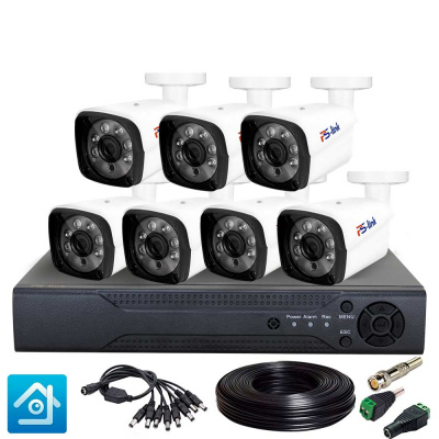Комплект видеонаблюдения AHD 2Мп Ps-Link KIT-C207HD 7 камер для улицы