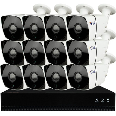 Комплект видеонаблюдения IP 8Мп Ps-Link KIT-C812IP-POE 12 камер  с ночной съемкой для улицы, с датчиком движения, питание PoE