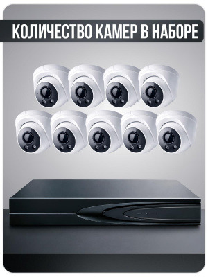 Комплект видеонаблюдения IP 8Мп Ps-Link KIT-A809IP-ST 9 камер для помещения, аналитика, детекция человека, область вторжения