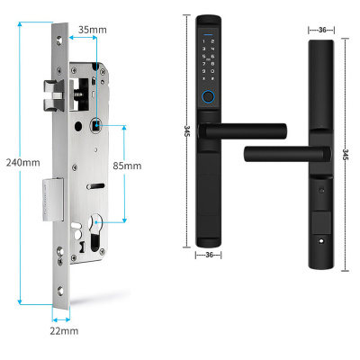 Дверной Wi-Fi замок Ps-Link F5-TY с открыванием по отпечатку пальца, IP65, серебристый
