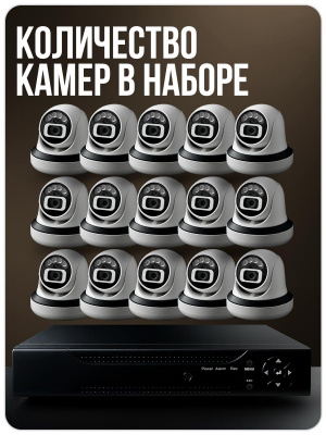 Комплект видеонаблюдения AHD 2Мп Ps-Link KIT-A215HDC 15 камер для помещения с LED-подсветкой, без микрофона