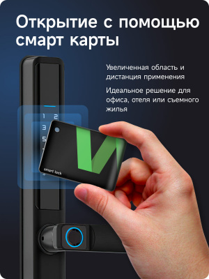Дверной Wi-Fi замок Ps-Link F5-TY с открыванием по отпечатку пальца, IP65, черный
