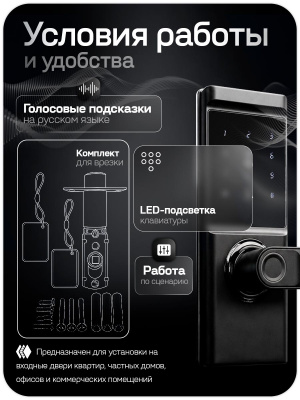 Дверной замок Bluetooth PS-Link PS-S15 со сканером отпечатков пальцев и клавиатурой