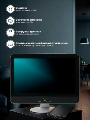 Видеорегистратор цифровой WIFI Ps-Link PS-N4108M встроенный монитор поддержка беспроводных камер IP Pro или Eseecloud, программный датчик движения