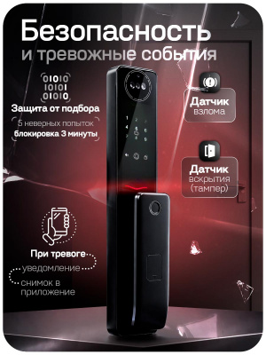 Дверной замок WIFI PS-Link PS-W1R сканирование лица, отпечаток пальца, карта доступа