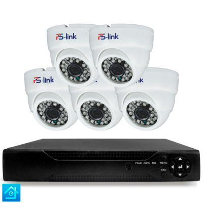 Комплект видеонаблюдения AHD 8Мп Ps-Link KIT-A805HD 5 камер для помещения, ночная съемка, датчик движения