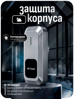 Кнопка выхода Ps-Link PS-OP02H1 бесконтактная, металлическая, LED индикация, НО-НЗ тип