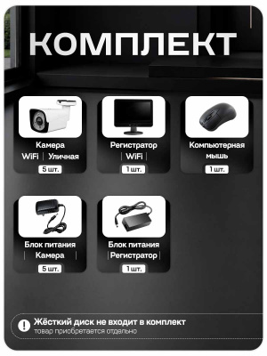 Комплект видеонаблюдения WIFI с монитором 3Мп Ps-Link KIT-W305TB-M