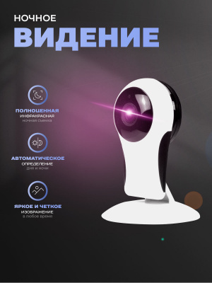 Камера видеонаблюдения WIFI 1Мп Ps-Link XMP10 для помещения, микрофон, динамик, ночное видение, слот microSD