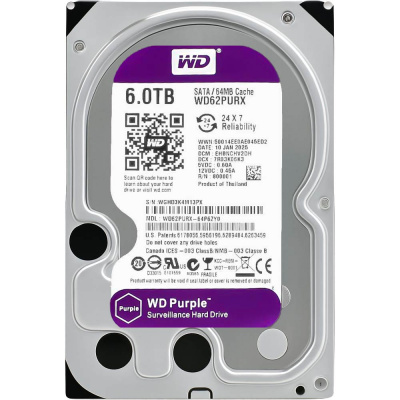 Жесткий диск HDD 3.5 Western Digital Purple SATA 6Тб внутренний (восстановленный)