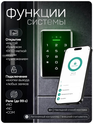 Панель доступа WIFI PS-Link PS-3D01EM-WP-W распознавание лиц, сенсорная клавиатура, EM-marine, для улицы