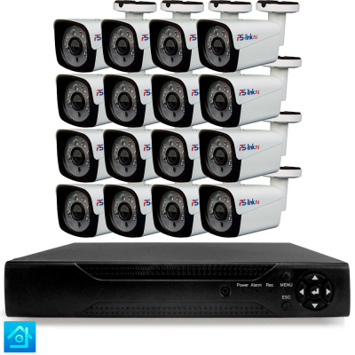 Комплект видеонаблюдения AHD 5Мп Ps-Link KIT-C516HD 16 камер для улицы, ночная съемка, датчик движения