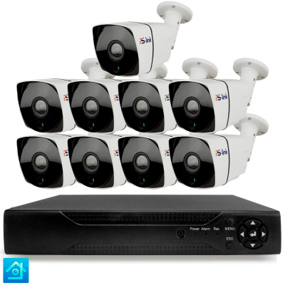 Комплект видеонаблюдения AHD 8Мп Ps-Link KIT-C809HD 9 камер для улицы, ночная съемка, датчик движения