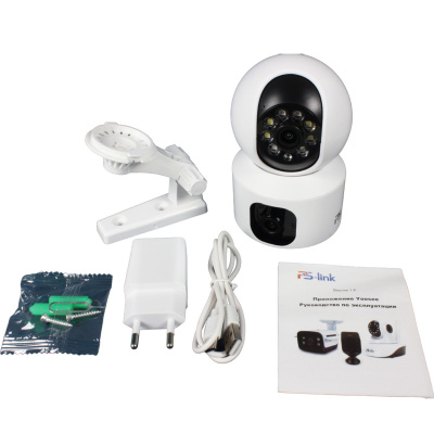 Камера видеонаблюдения WIFI 2Мп Ps-Link PS-G100C микрофон, динамик, 2 объектива по 2Мп, ИК-подсветка, для помещения