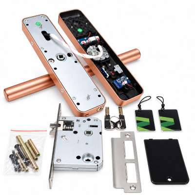 Дверной замок WIFI Ps-Link X2 с ручкой и датчиком отпечатка пальца красная бронза