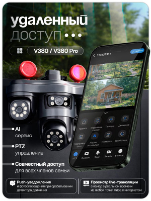 Камера видеонаблюдения WIFI Ps-Link PS-WPK20HD тройная, встроенный микрофон, динамик, приложение V380