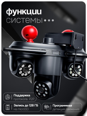 Камера видеонаблюдения WIFI Ps-Link PS-WPK20HD тройная, встроенный микрофон, динамик, приложение V380