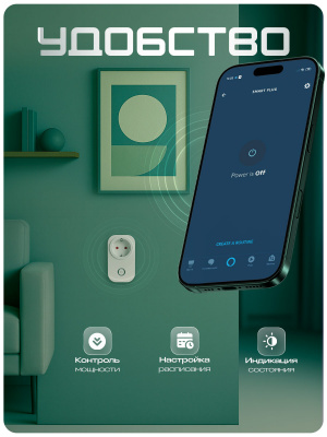 Розетка WIFI Ps-Link LSPA8 умная на 10А с мониторингом энергии, приложение, работа по расписанию