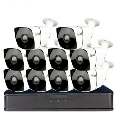 Комплект видеонаблюдения IP 8Мп Ps-Link KIT-C810IP-POE 10 камер  с ночной съемкой для улицы, с датчиком движения, питание PoE