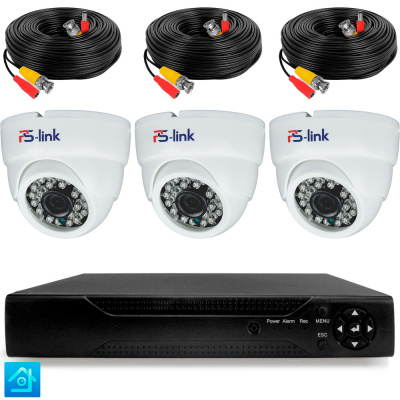 Комплект видеонаблюдения AHD 8Мп Ps-Link KIT-A803HD 3 камеры для помещения, ночная съемка, датчик движения