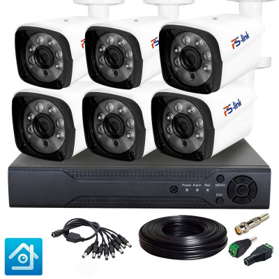 Комплект видеонаблюдения AHD 2Мп Ps-Link KIT-C206HD 6 камер для улицы