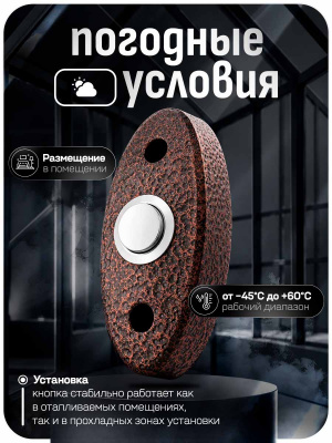 Кнопка выхода Ps-Link PS-OP01 Bronze, металл, НО контакт, без подсветки