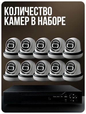 Комплект видеонаблюдения AHD 2Мп Ps-Link KIT-A210HDC 10 камер для помещения с LED-подсветкой, без микрофона
