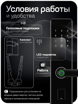 Дверной замок WIFI PS-Link PS-K2 биометрический, отпечаток пальца, временный пароль, ключ, карта