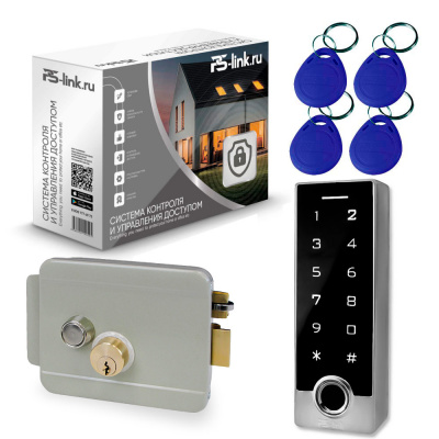 Система СКУД Ps-Link KIT-TF2EM-WP-W-G / отпечаток пальца / эл. механический замок / кодовая панель / RFID / WIFI