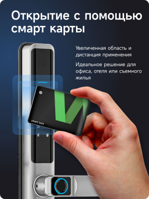 Дверной Wi-Fi замок Ps-Link F5-TY с открыванием по отпечатку пальца, IP65, серебристый