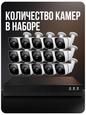 Комплект видеонаблюдения IP 5Мп Ps-Link KIT-С515IP-POE 15 камер с ночной съемкой для улицы, с датчиком движения, питание PoE