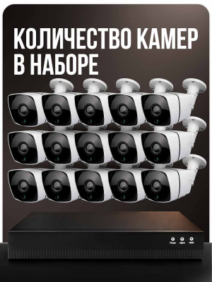 Комплект видеонаблюдения IP 2Мп Ps-Link KIT-C215IP-PL 15 камер для улицы, программный датчик движения, удаленный доступ, ночное видение, умный коммутатор