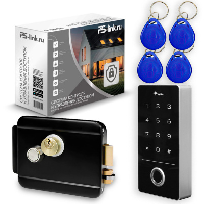 Комплект СКУД Ps-Link KIT-TF1EM-WP-W-B / отпечаток пальца / эл. механический замок / RFID / WIFI