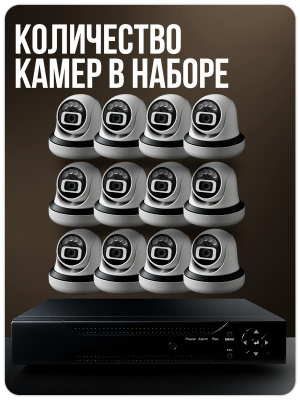 Комплект видеонаблюдения AHD 2Мп Ps-Link KIT-A212HDC 12 камер для помещения с LED-подсветкой, без микрофона
