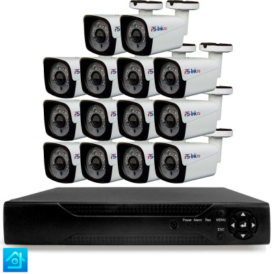 Комплект видеонаблюдения AHD 5Мп Ps-Link KIT-C514HD 14 камер для улицы, ночная съемка, датчик движения