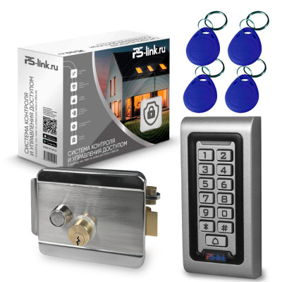 Комплект СКУД Ps-Link KIT-S601EM-WP-SL / эл. механический замок / кодовая панель / RFID