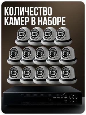 Комплект видеонаблюдения AHD 2Мп Ps-Link KIT-A214HDC 14 камер для помещения с LED-подсветкой, без микрофона