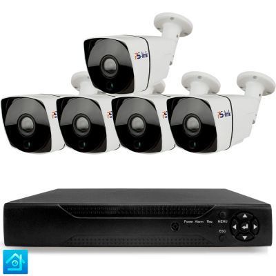 Комплект видеонаблюдения AHD 8Мп Ps-Link KIT-C805HD 5 камер для улицы, ночная съемка, датчик движения